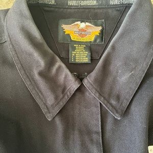 Black lightly used cotton Harley Davidson Jacket.